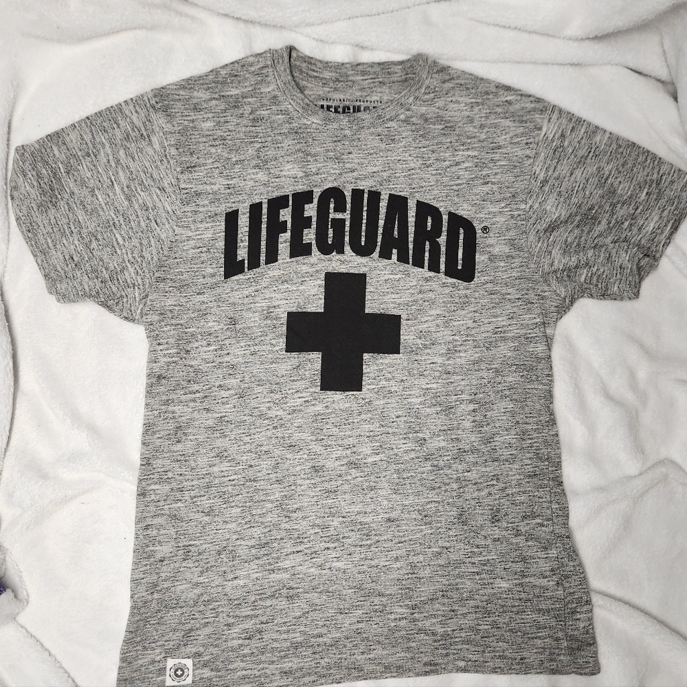 Grey "Lifeguard" T-shirt, Small, Light Grey with black words, Lifeguard Cross